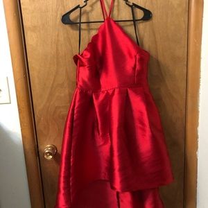 Red Unique Neck Homecoming dress